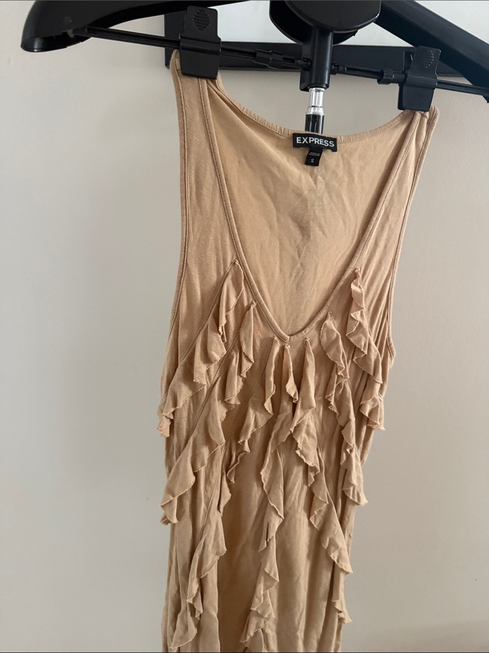 Express Beige Ruffle Tank Dress - Picture 4 of 5